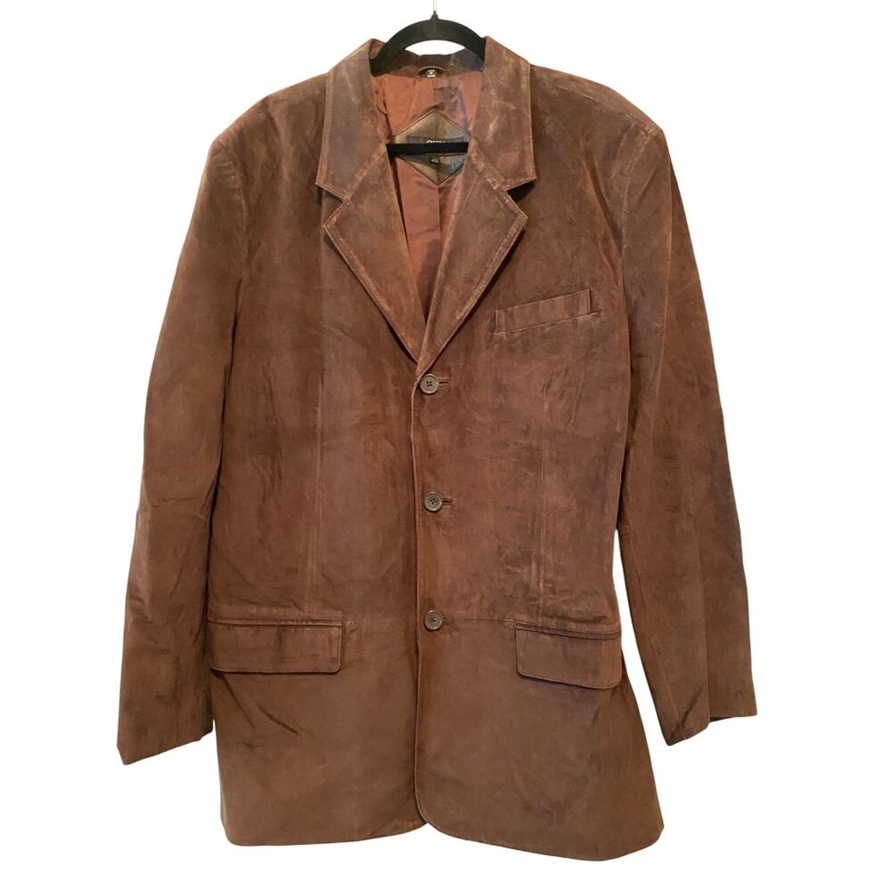 Jones New York City Brown Leather Blazer Jacket 42 L